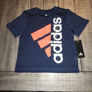 NWT adidas Navy Short Sleeve Tee with Coral Graphic